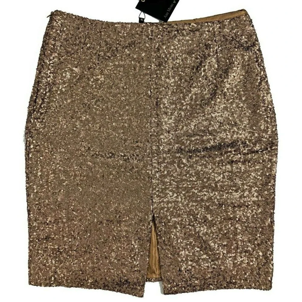 Gold Sequin Elegant Mini Skirt Short and Fully Lined Womens Size 8 US/38 EU